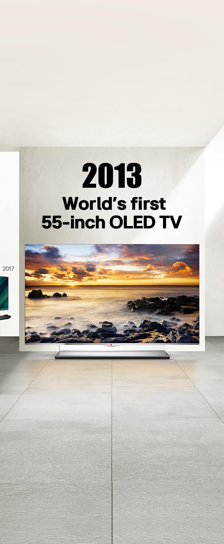 LG TV. O título diz: A primeira OLED TV de 55 polegadas do mundo em 2013.