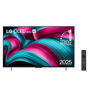 Vista frontal da Smart TV LG OLED evo AI C5 4K de 48 polegadas 2025 OLED48C5PSA