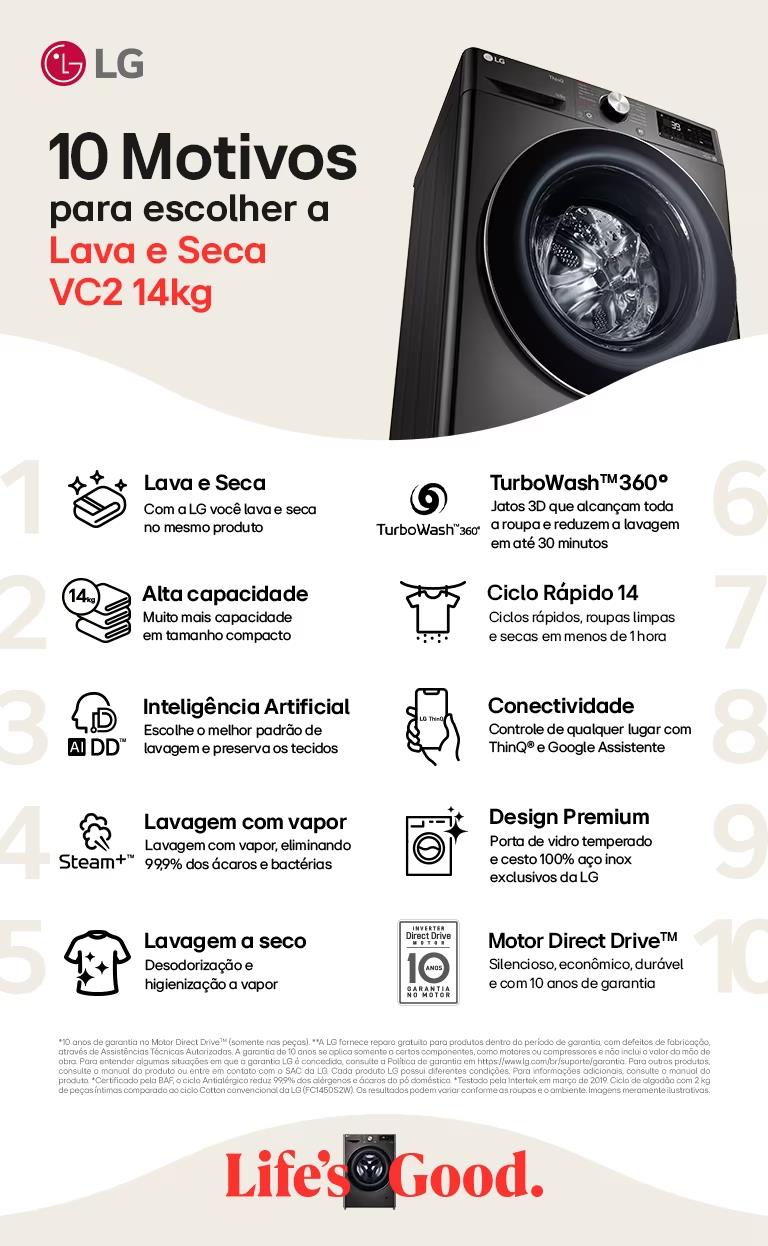 10 Motivos para escolher a Lava e Seca VC2 14kg