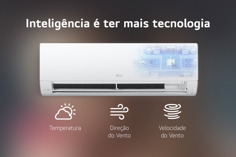 Foto ilustrativa do ar-condicionado LG Dual Inverter com inteligência artificial em seu interior