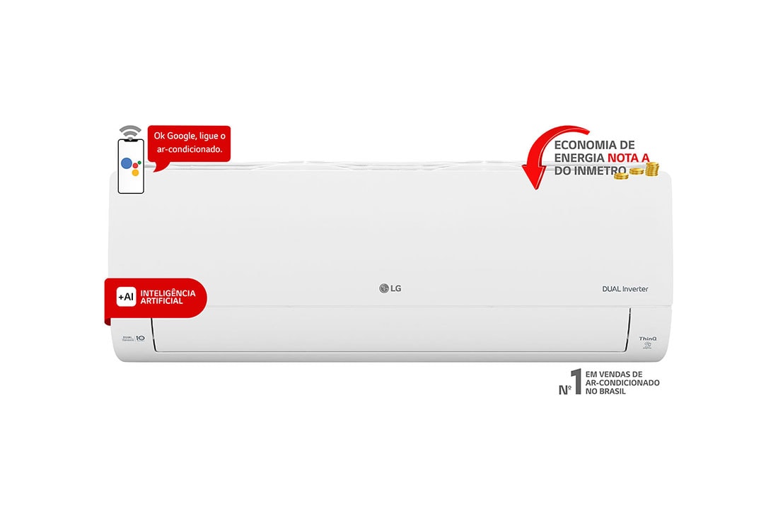 LG Ar-Condicionado LG Dual Inverter Voice +AI 12.000 BTU Quente/Frio - 220V, S3-W12JA31A