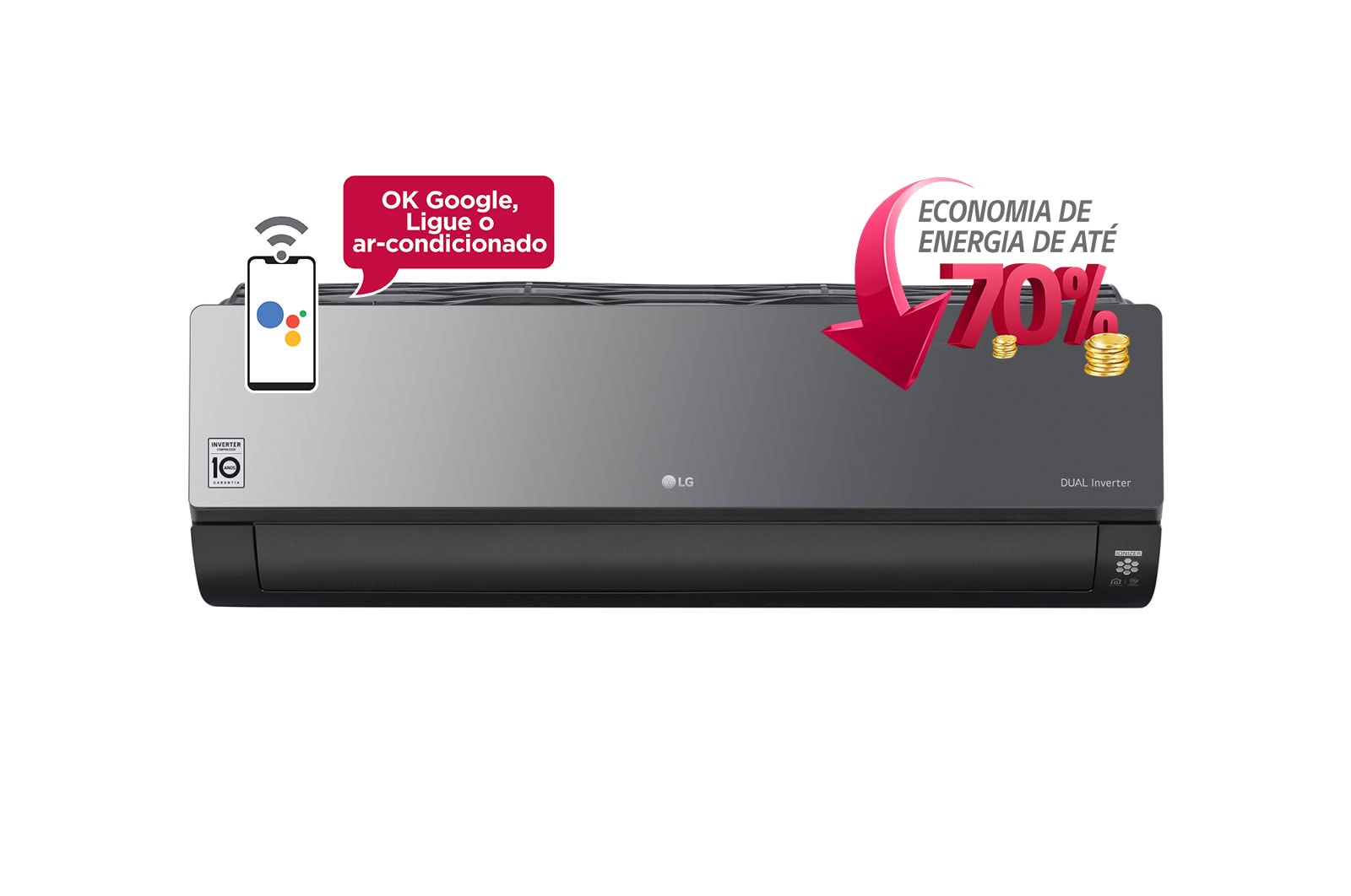 Vista frontal de Ar condicionado Split LG DUAL Inverter VOICE ARTCOOL 24.000 Quente/Frio 220V S4-W24KERP1