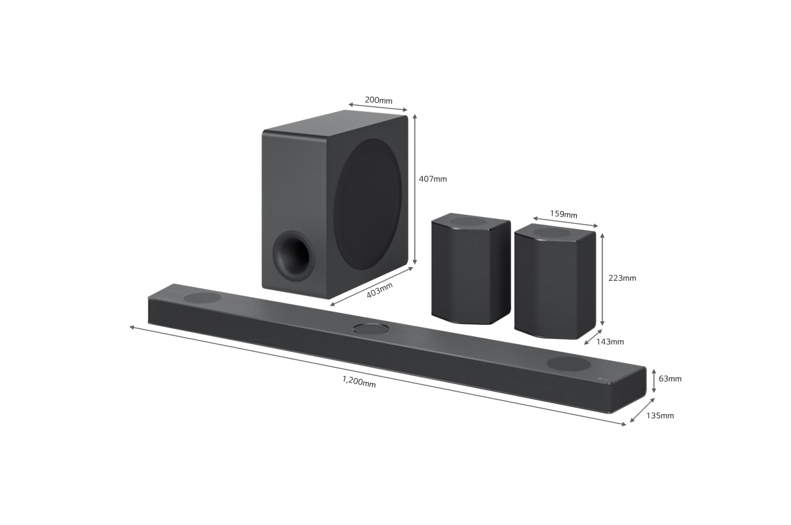 LG Home Theater Soundbar LG S95QR 9.1.5 canais Bluetooth Wi-fi USB HDMI IMAX Dolby Atmos DTS:X​ Alexa Google Assistente, S95QR