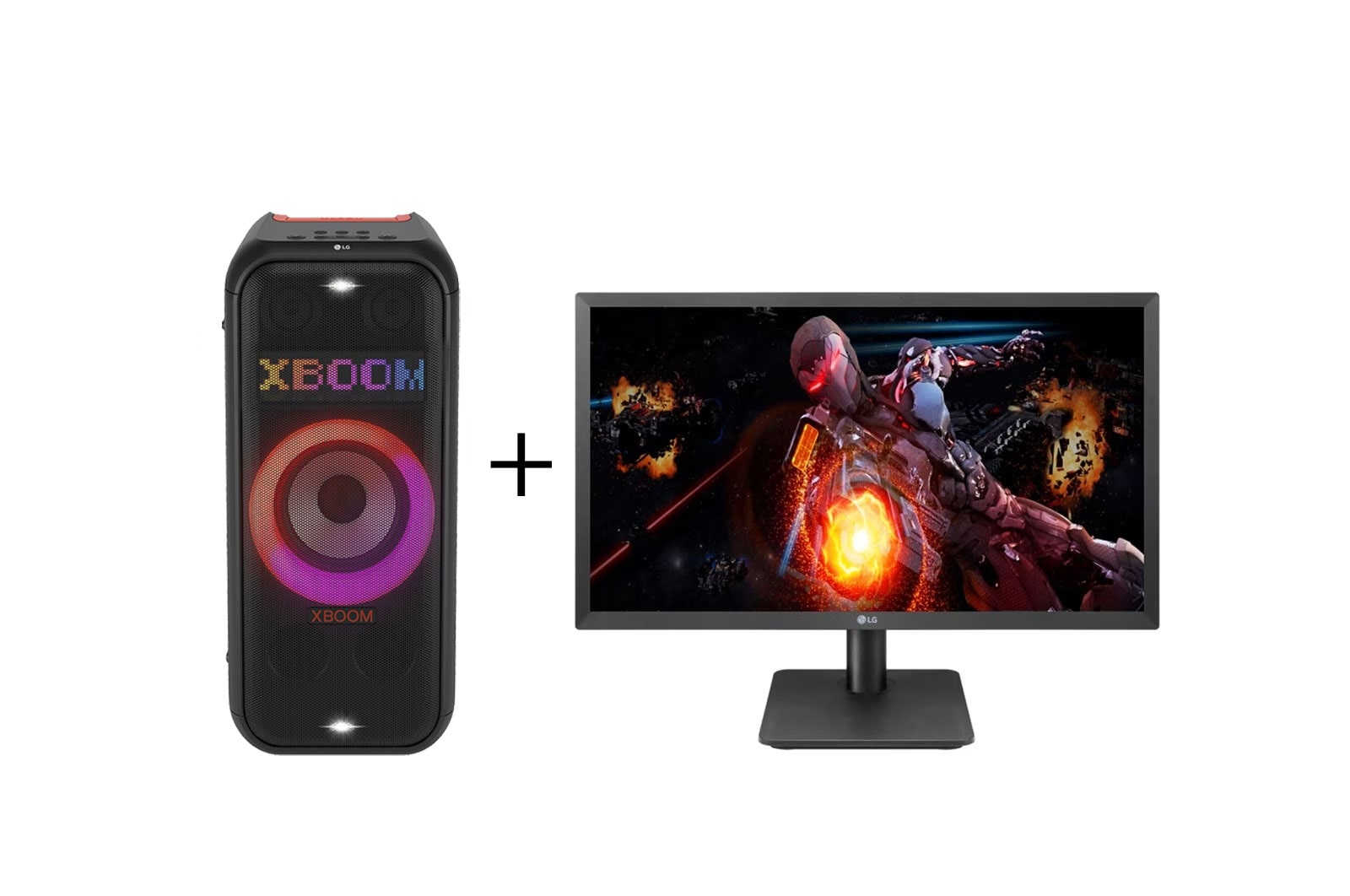 LG Combo Monitor Gamer LG 21,5'' Full HD 75Hz 22MP410-B + Combo Caixa De Som Portátil LG Xboom Partybox XL7, XL7S.22MP410