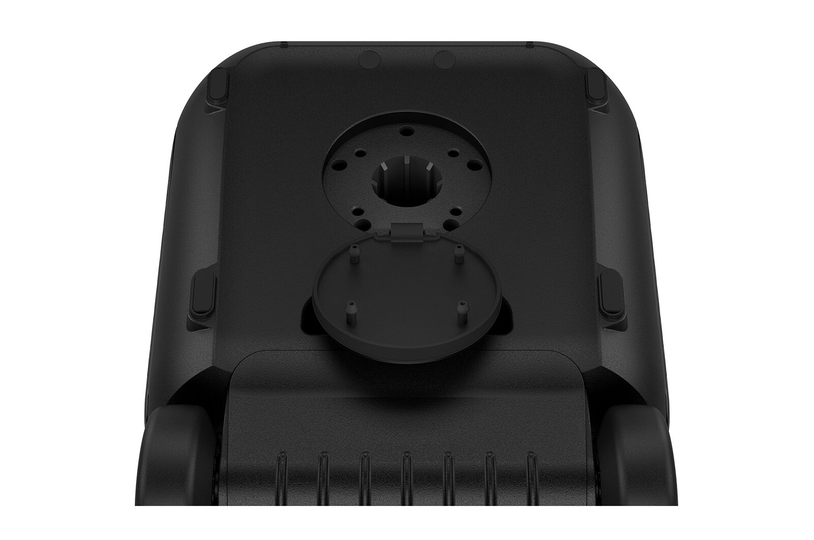 Close up of a bottom, showing speaker stand mount.