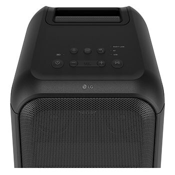 45-degree angle of top view. It shows buttons and LG logo.