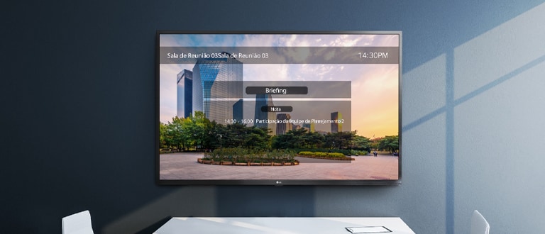 One:Quick Share PC application allows to adjust the settings of the signage without remote control.  And the signage on the wall shows one example of the Office Meeting Mode which users can set from the app.