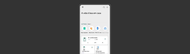 A imagem mostra a tela do aplicativo LG ThinQ