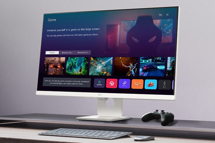 A tela do monitor inteligente colocada na mesa exibe a tela do Game APP.