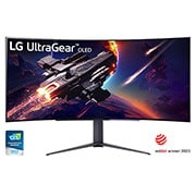 LG Monitor Gamer LG UltraGear OLED Curvo – Tela OLED de 45” (21:9), WQHD (3440 x 1440), 240Hz, 0,03ms (GtG), HDMI, DisplayPort, AMD FreeSync Premium, NVIDIA® G-SYNC®, HDR10 – 45GR95QE-B, 45GR95QE-B