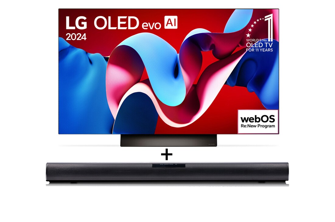 LG Combo Smart TV LG OLED evo AI C4 4K 48" 2024 + SoundBar LG SQC1, OLED48C4.SQC1