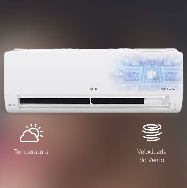 Foto ilustrativa do ar-condicionado LG Dual Inverter com inteligência artificial em seu interior