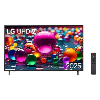 Vista frontal da Smart TV LG UHD AI 4K UA85 de 75 polegadas 2025 75UA8550PSA