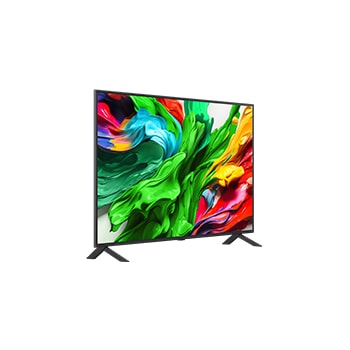 Slightly-angled right-facing side view of LG QNED evo QNED85 TV
