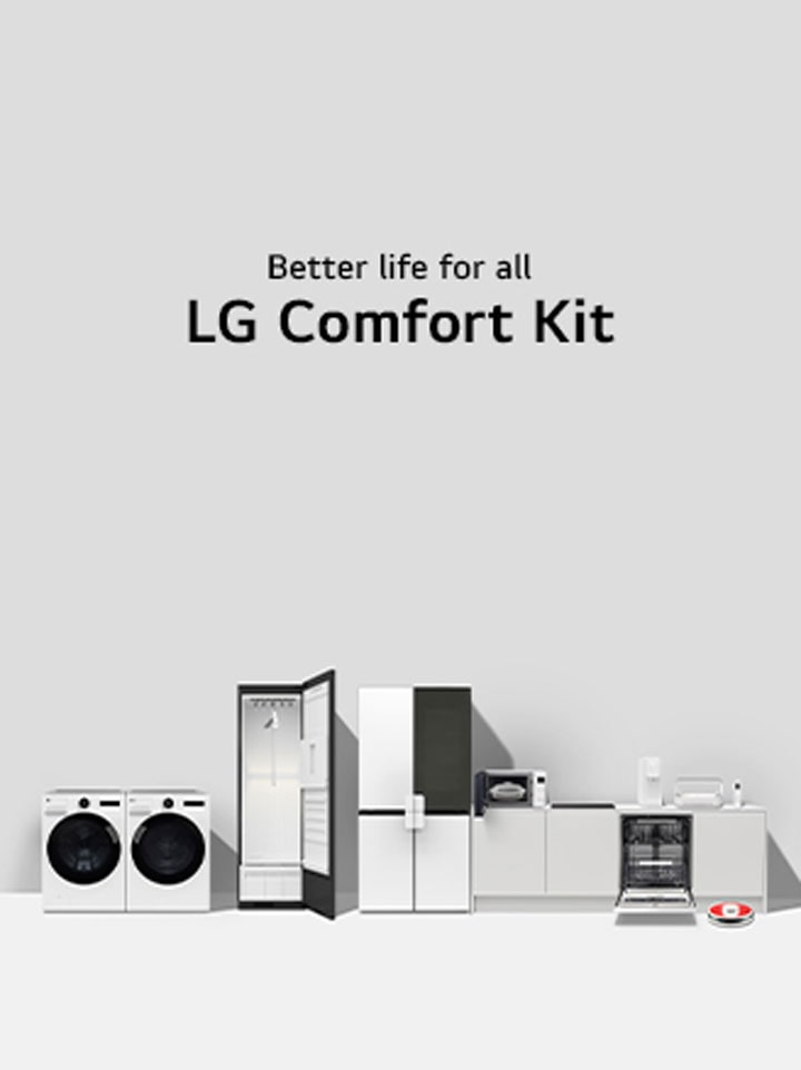 This is a picture of the LG Electronics product and LG comfort kit accessories.