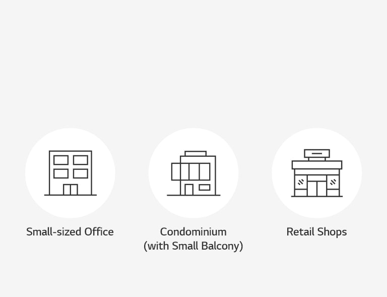 An image expressing the spaces where Multi V S can be installed as icons.