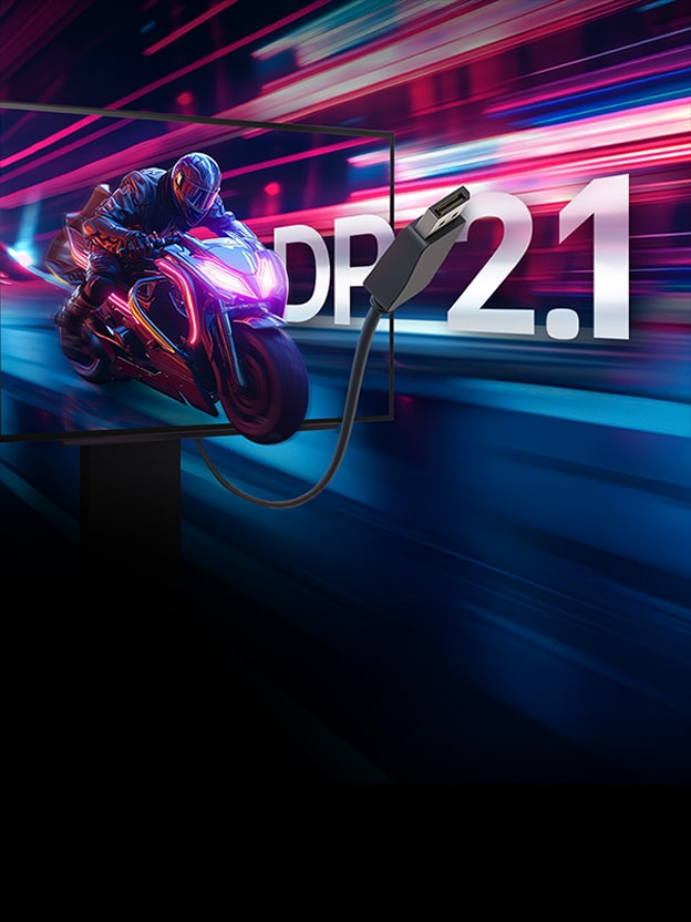 The wide bandwidth of DP 2.1 cables enables high-speed gaming.