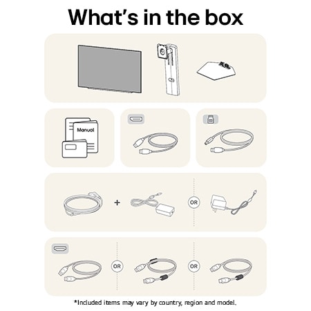 LG Monitor 27GX790A showing an overview of all included components, including the monitor body, stand parts, manual, power adapter, and HDMI and DP cables.