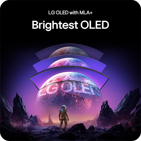 LG Monitor 45GX900A-B highlighting LG OLED with MLA+ technology, delivering the brightest OLED picture with superior contrast for stunning visual quality.