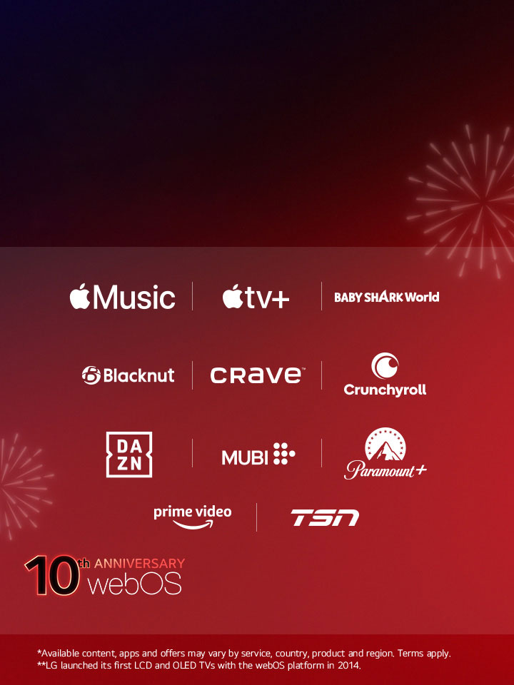 Image of celebrating 10 years of webOS during LG Streaming Week, with global content partners	