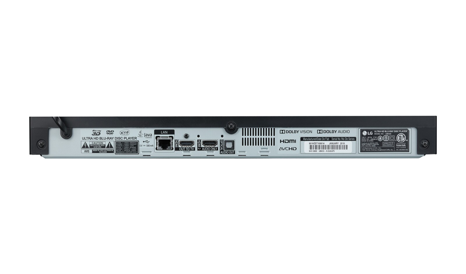LG 4K Ultra-HD Blu-ray Disc™ Player with Streaming Services and Built-in Wi-Fi®, UBK90