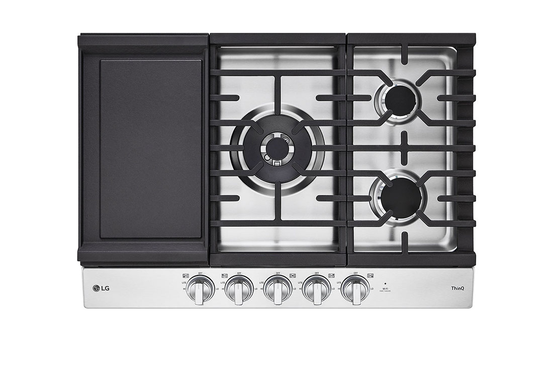 LG 30” Smart Gas Cooktop with UltraHeat™ 22K BTU Dual Burner and LED Knobs, CBGJ3027S