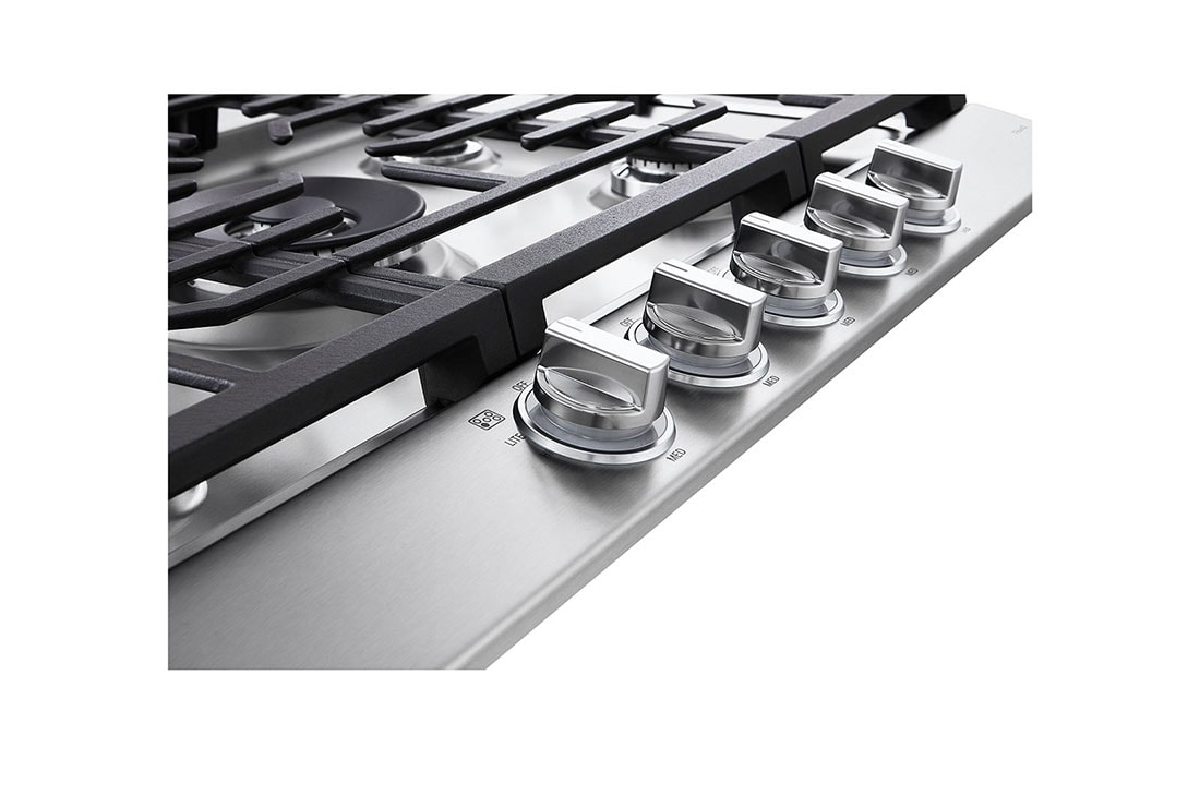 LG 30” Gas Cooktop | UltraHeat™ 22K BTU, Dual Burner, LED Knobs, EasyClean® & Smart, Stainless, CBGJ3027S