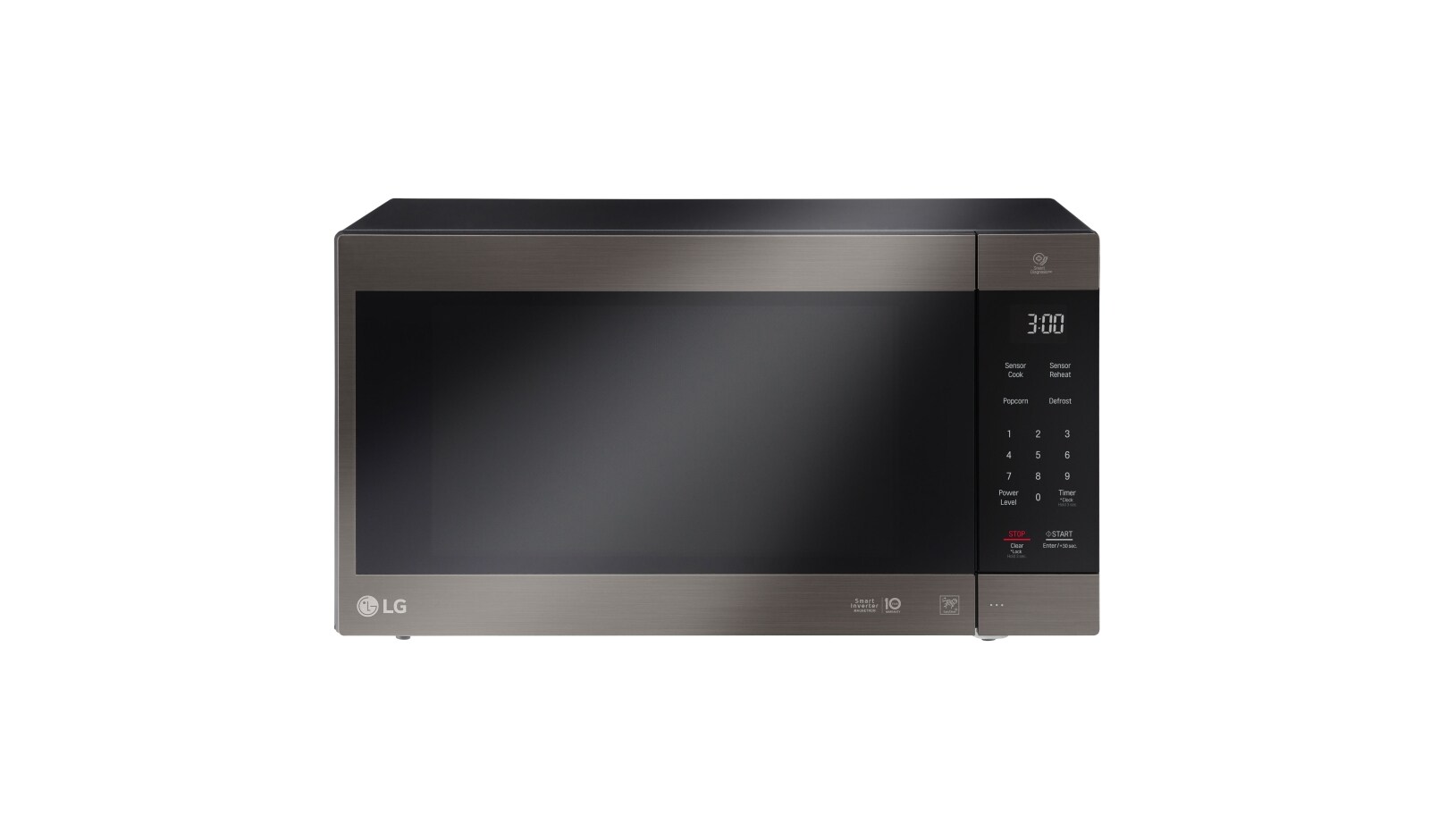 Front view of LG Black Stainless Steel Series 2.0 cu. ft. NeoChef™ Countertop Microwave with Smart Inverter and EasyClean® LMC2075BD