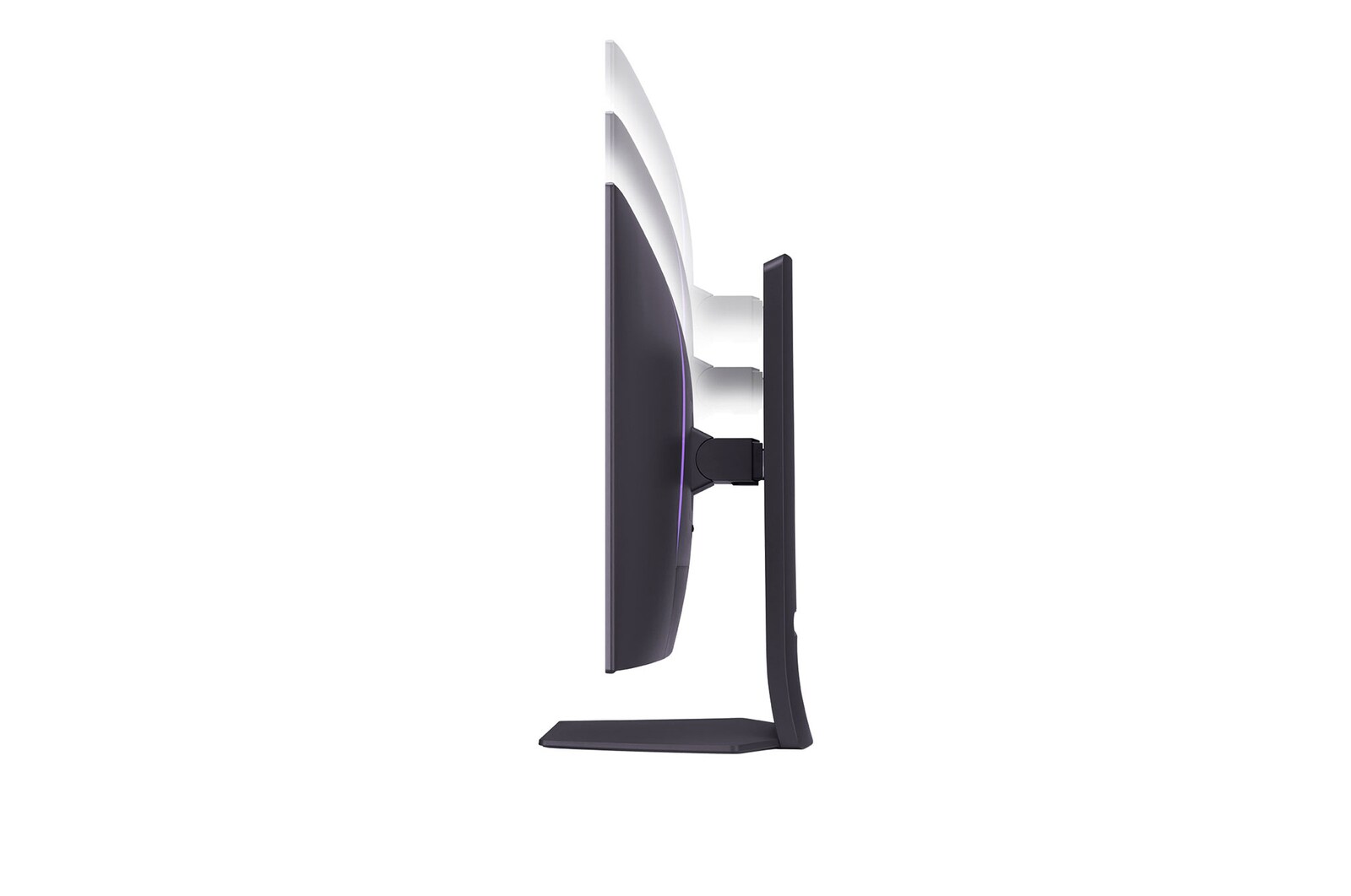side view with monitor height moving downwards on with lights on
