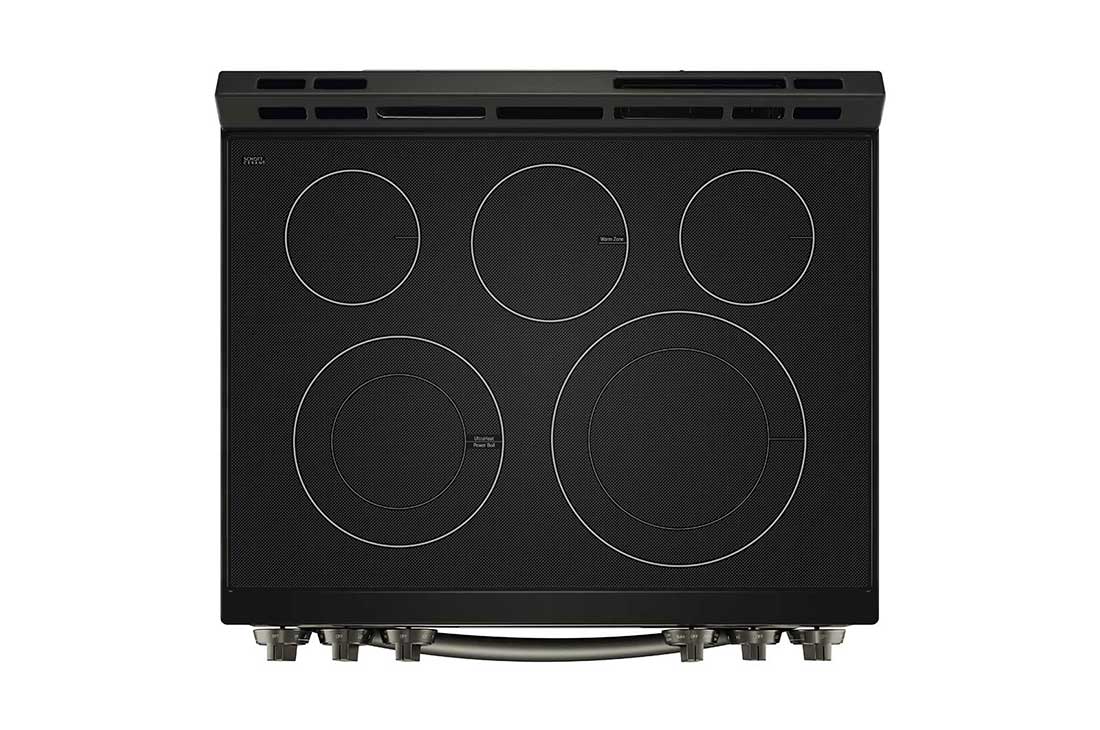 LG 30" Elec. 6.3 cu ft. Range | Fan Convection, Air Fry , SelfClean, EasyClean®& Smart, Black Stainless, Slide-in, LSEL6333D