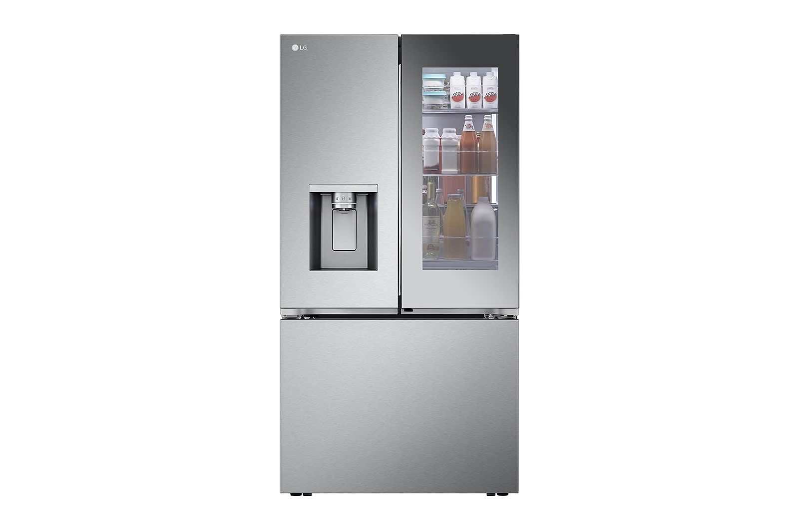 LG 26 cu. ft. Smart Mirror InstaView® Counter-Depth MAX™ French Door Refrigerator with Four Types of Craft Ice®, LRYKC2606S