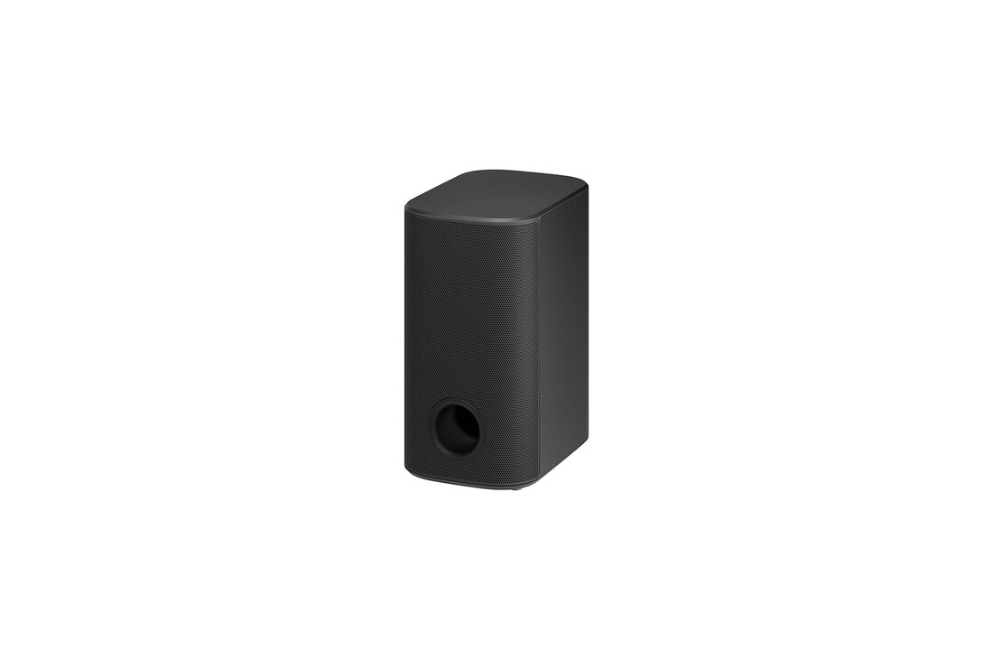 Diagonal view of the subwoofer with left side forward
