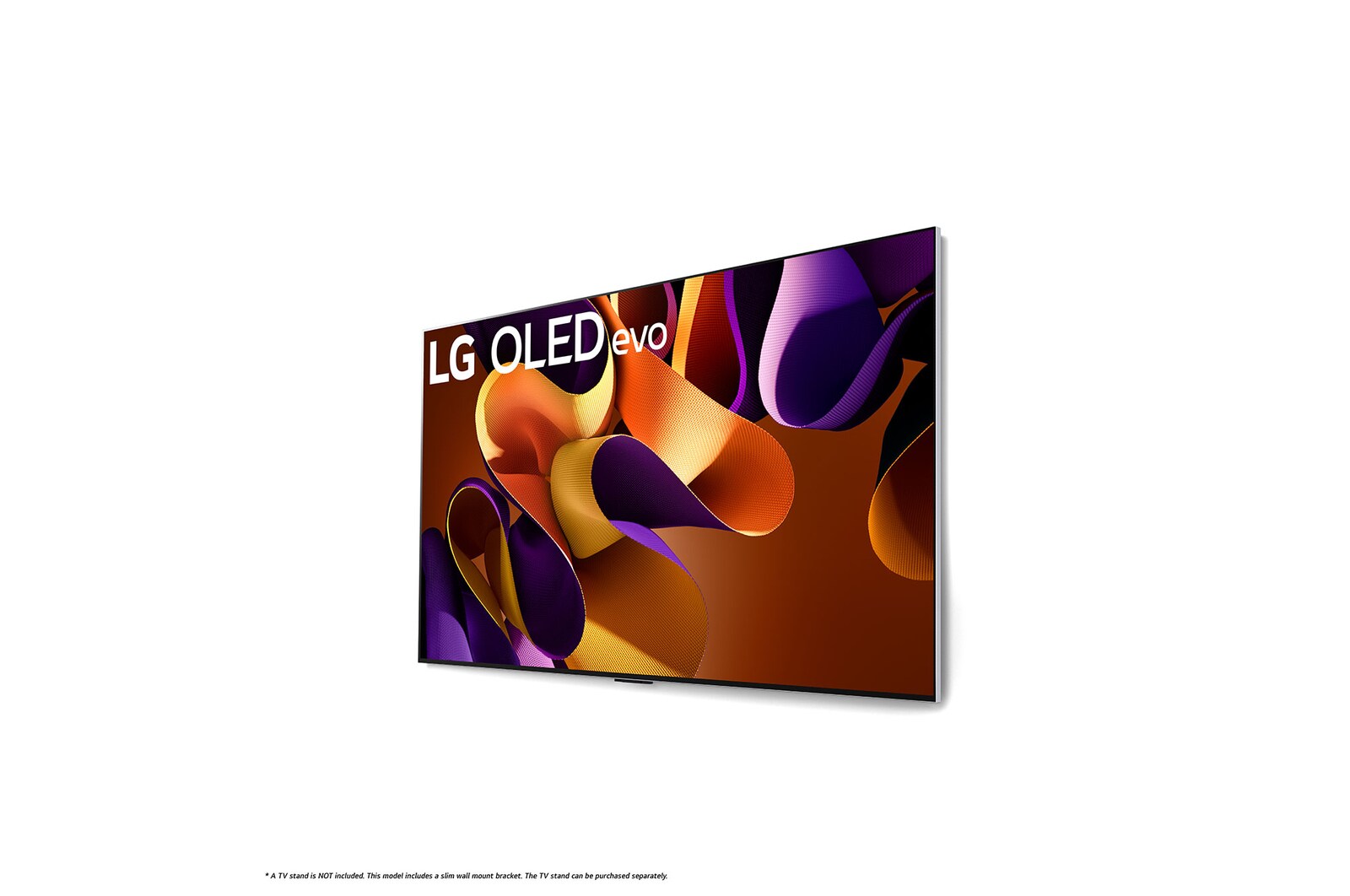 Slightly-angled right-facing side view of LG OLED evo TV, OLED G4