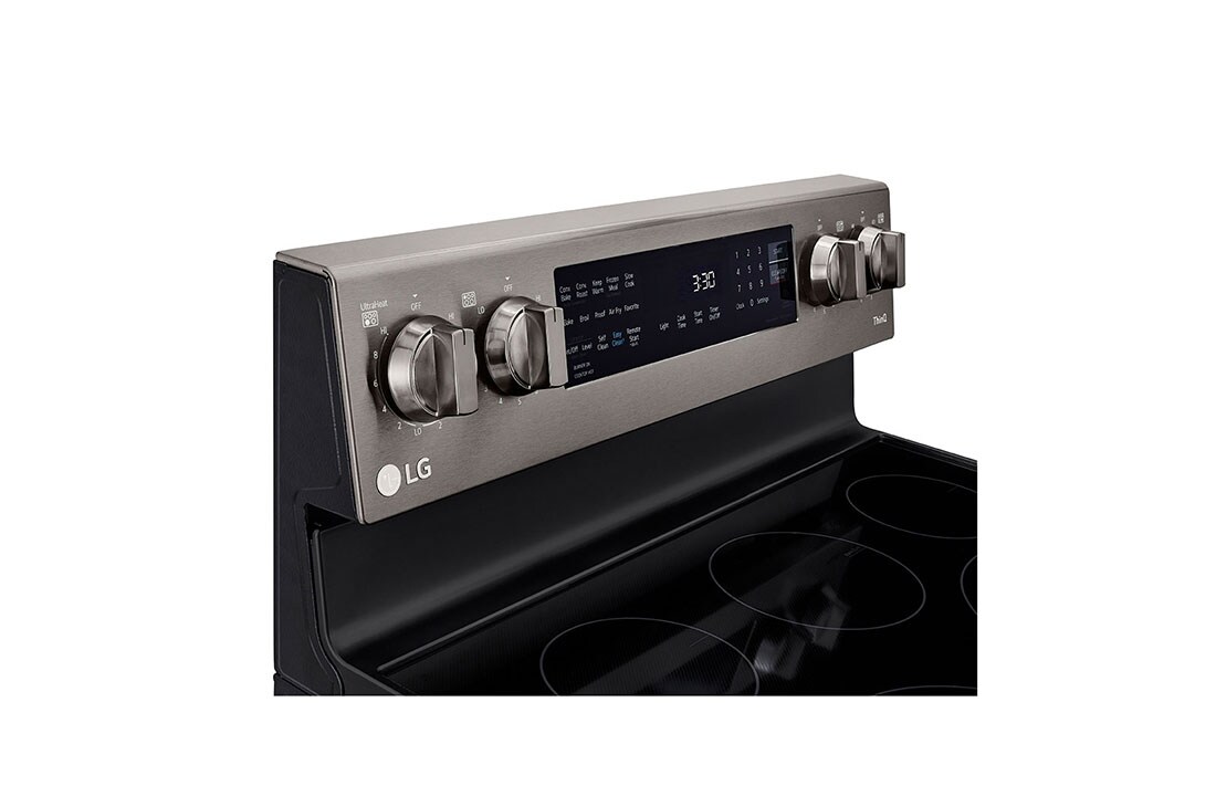 LG 30" Elec. 6.3 cu ft. Range | Probake Convection, Air Fry, InstaView®, SelfClean, EasyClean®& Smart, Black Stainless, Freestanding, LREL6325D