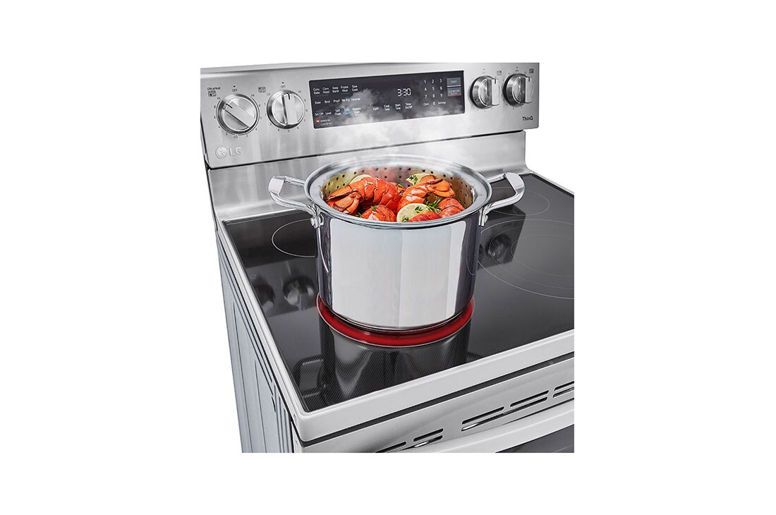 LG 30" Elec. 6.3 cu ft. Range | Probake Convection, Air Fry, InstaView®, SelfClean, EasyClean®& Smart, Stainless, Freestanding, LREL6325F