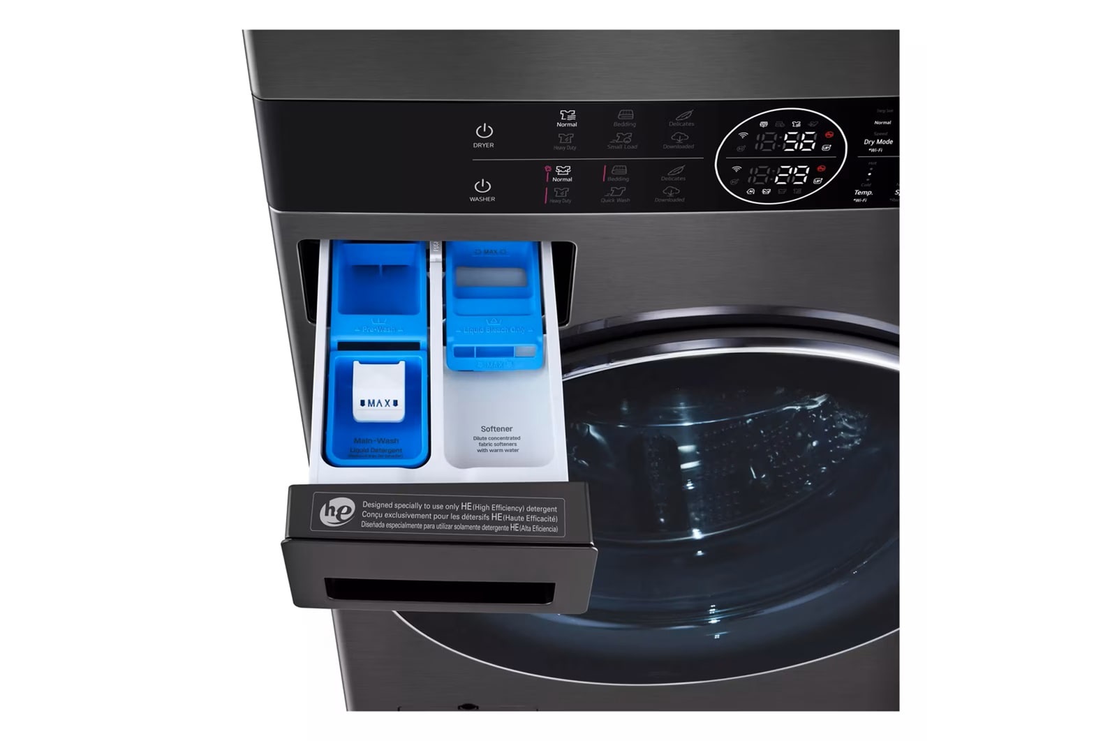 LG WashTower™ with DirectDrive® Heat Pump Dryer, 5.8 cu.ft. Washer, 7.8 cu.ft. Dryer, WKHC252HBA