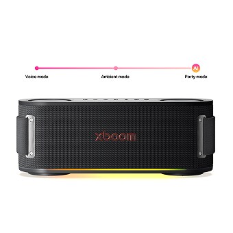 LG XBOOM speaker with AI Lighting that adapts to voice, ambient, and party modes