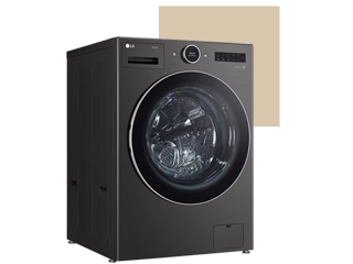 An image of a black LG washingmachine.