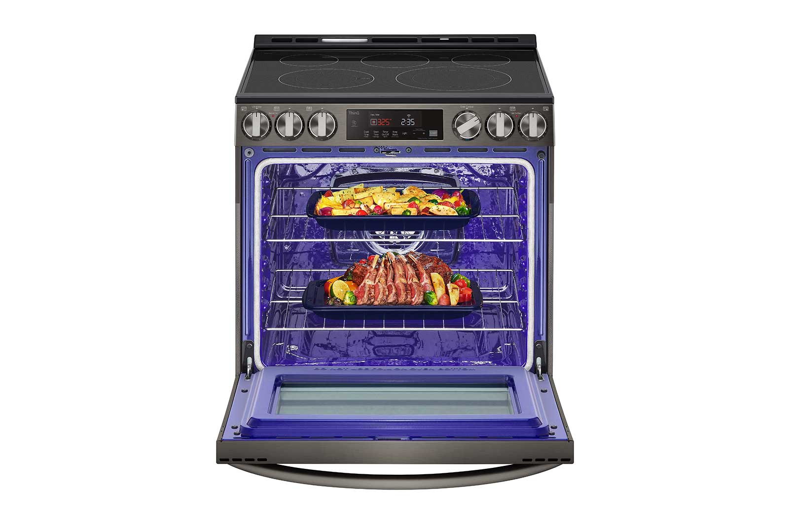 LG Cuisinière encastrable électrique intelligente de 6,3 pi³ en acier inoxydable noir équipé du Wi-Fi, d’une convection par ventilateur et de la technologie Air Fry et EasyClean<sup>MD</sup>., LSEL6333D