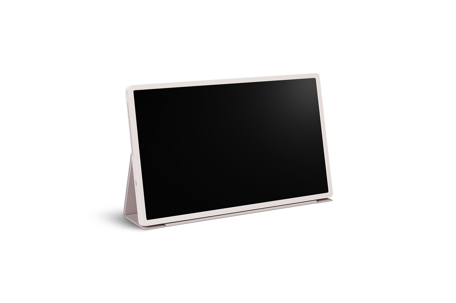 LG StanbyME 2 posé en mode tablette grâce à la housse folio.