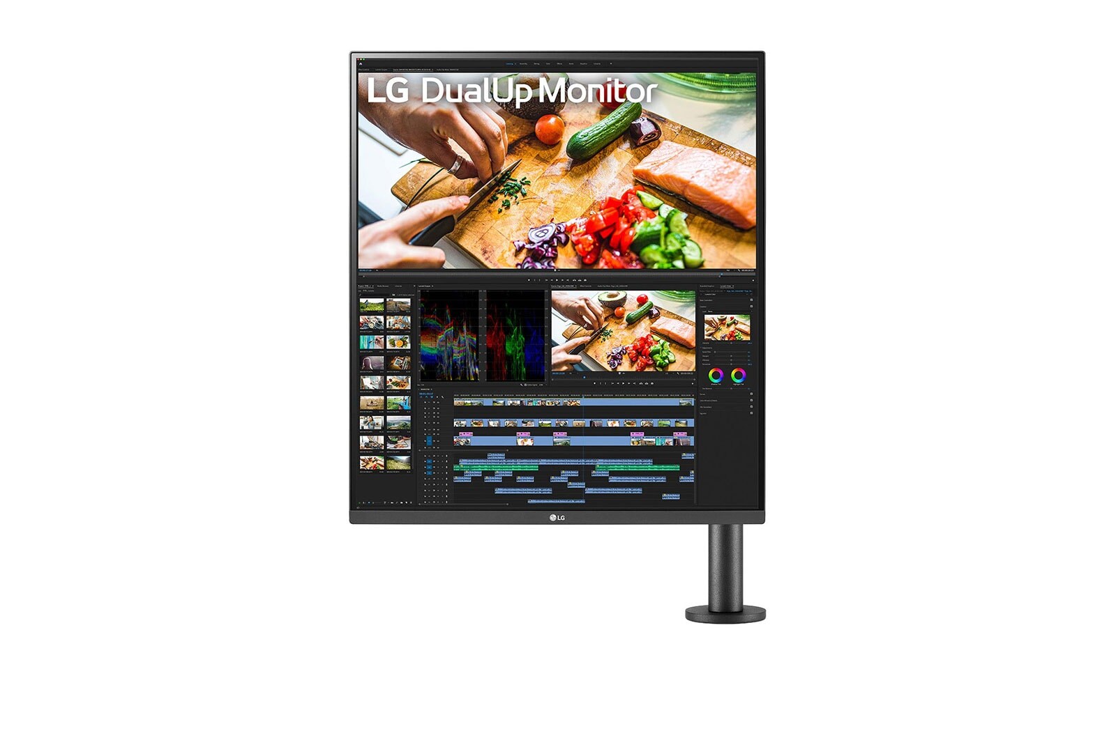 Vue de face avec le bras du moniteur à droite