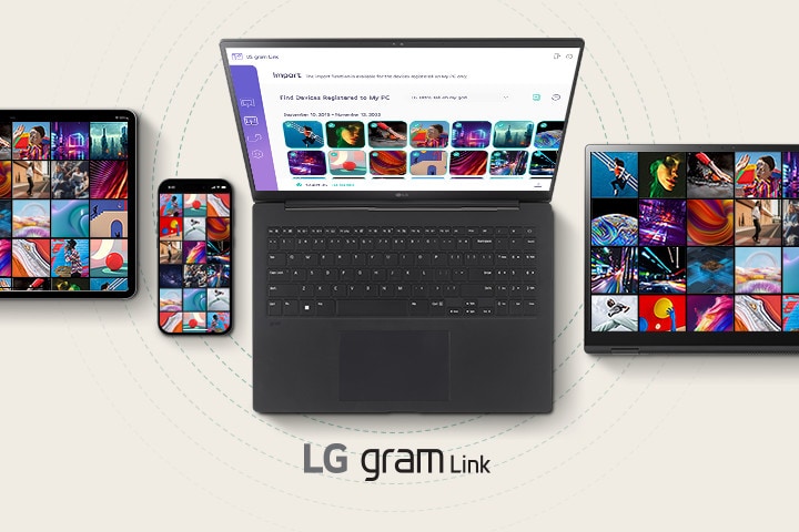 Le LG gram Pro offre des performances de niveau professionnel. Le LG gram Link permet de se connecter à différents appareils iOS et Android.	