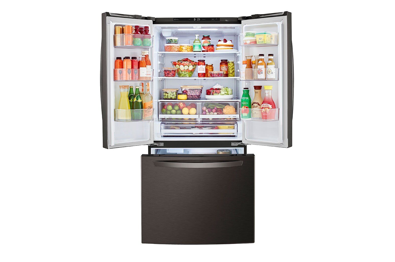 LG Réfrigérateur de 33 po avec porte à deux battants et revêtement résistant aux taches et Smart Cooling<sup>MC</sup> Plus, LRFCS2503D
