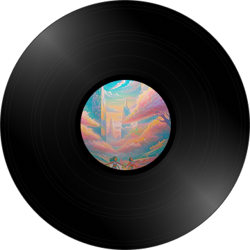L’image du disque longue durée Ton art, notre joie, créée par Olivier grâce à l’IA.