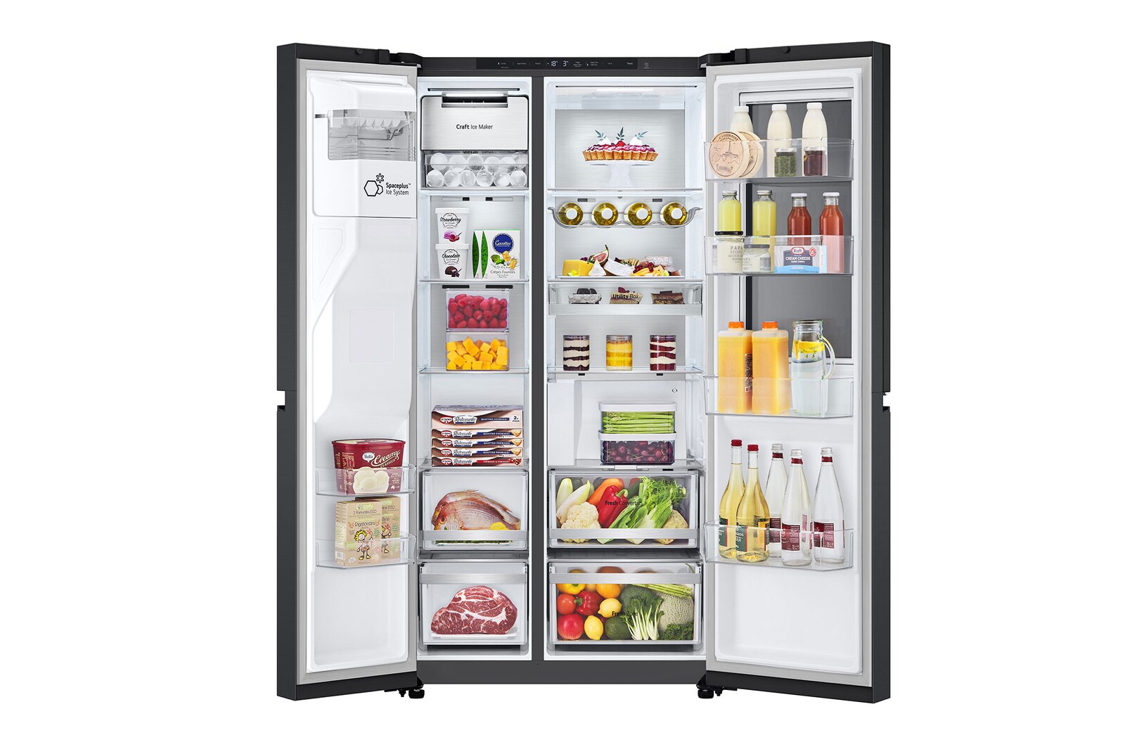front view full door open with food