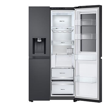 front view one side door open without food