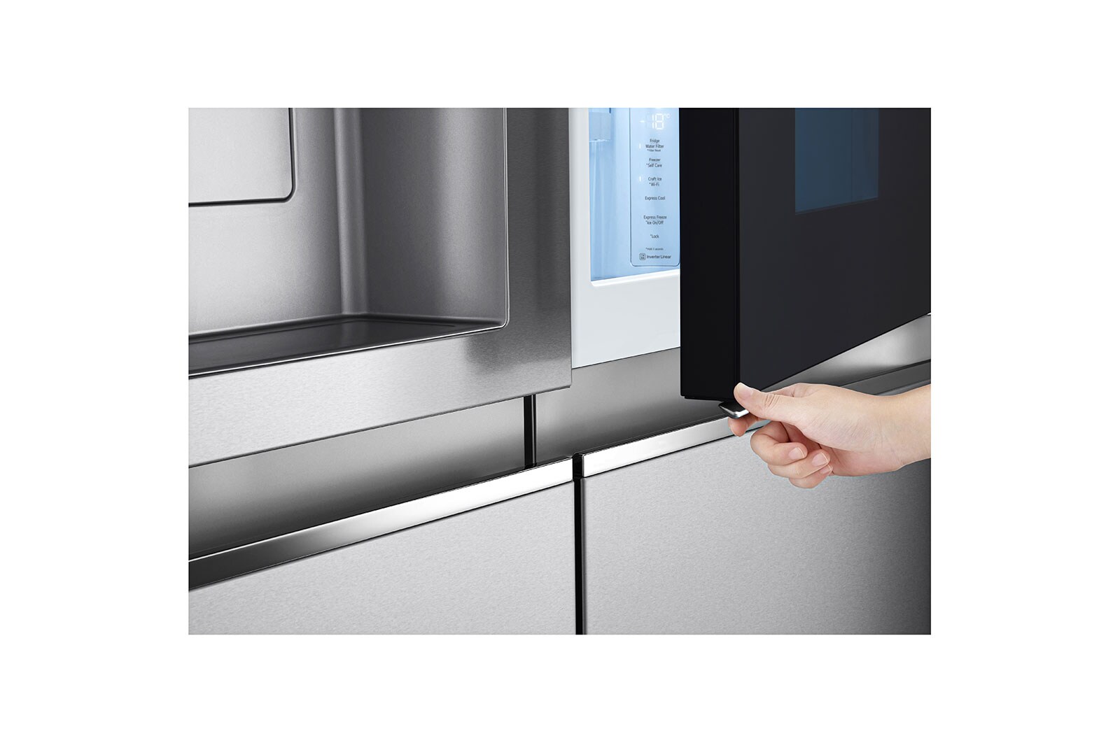 LG Side-by-Side mit InstaView Door-in-Door® | Craft Ice Kugeln | Eis-, Crushed Ice- und Wasserspender | 635 Liter Kapazität | Energieeffizienzklasse E | Festwasseranschluss | Brushed Steel | GSXV90BSDE, GSXV90BSDE