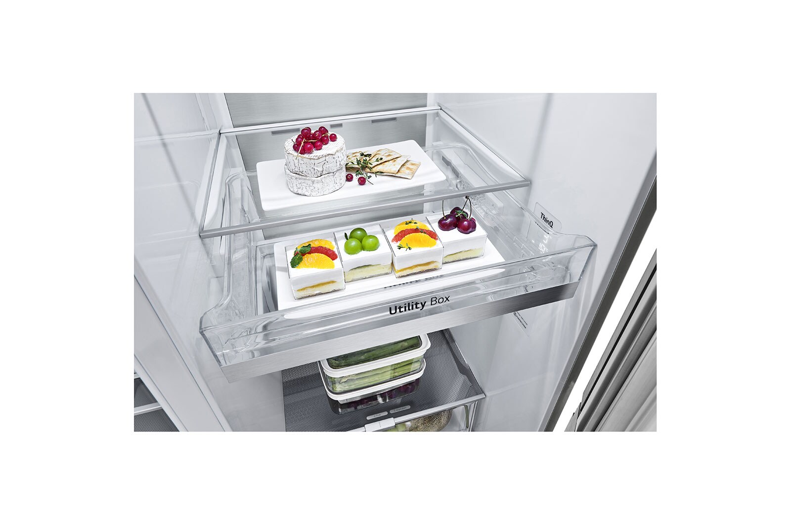 LG Side-by-Side mit InstaView Door-in-Door® | Craft Ice Kugeln | Eis-, Crushed Ice- und Wasserspender | 635 Liter Kapazität | Energieeffizienzklasse E | Festwasseranschluss | Brushed Steel | GSXV90BSDE, GSXV90BSDE