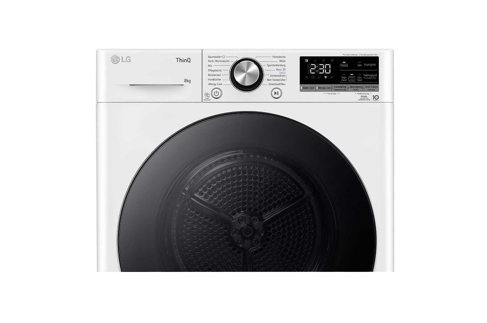 LG Trockner mit Dual Inverter Wärmepumpentechnologie & Sicherheitsglastür | Automatisch selbstreinigender Kondensator | 8 kg Fassungsvermögen | Wi-Fi-Funktion | EEK A+++ | RT80V9W, RT80V9W