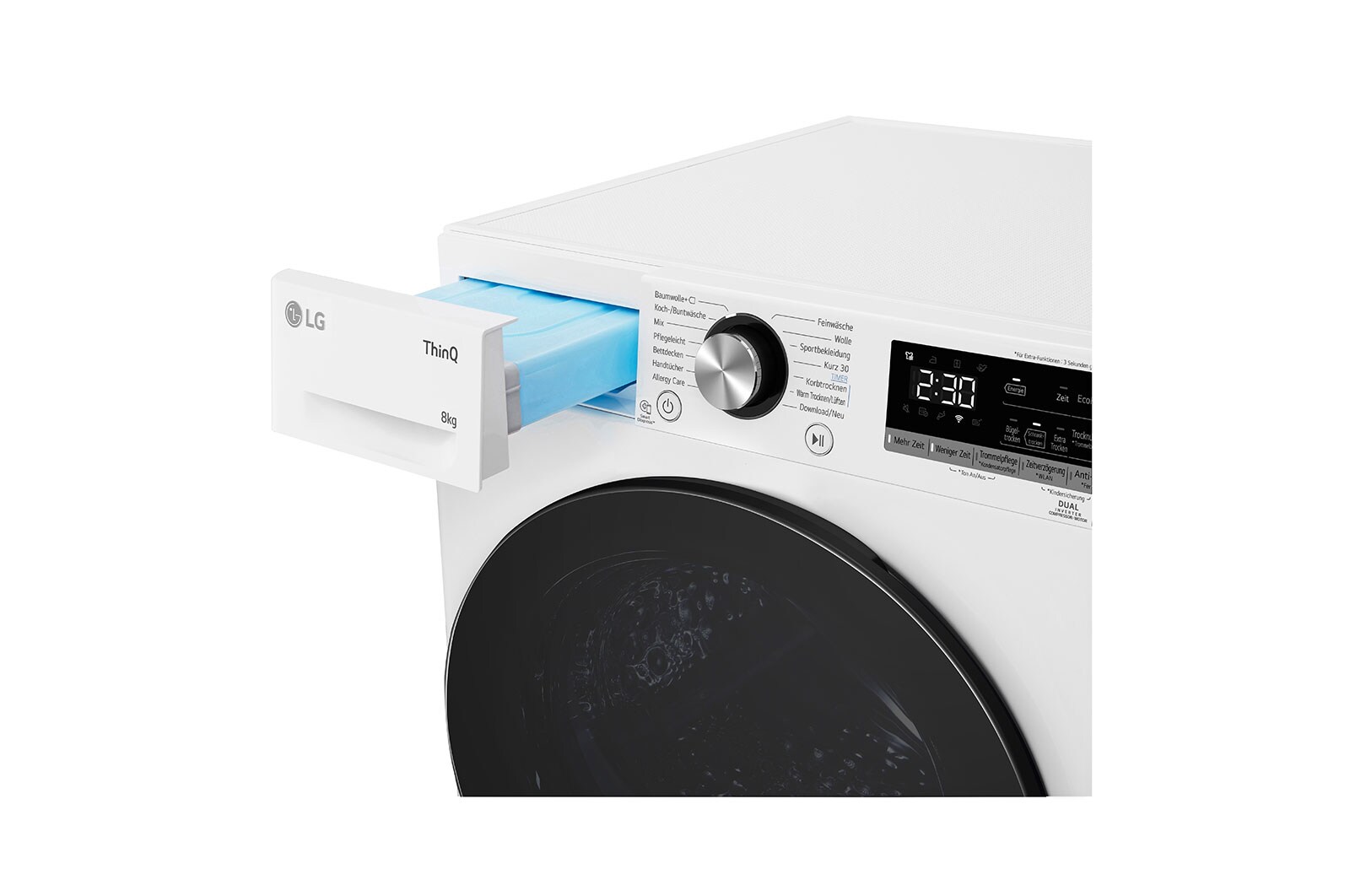LG Trockner mit Dual Inverter Wärmepumpentechnologie & Sicherheitsglastür | Automatisch selbstreinigender Kondensator | 8 kg Fassungsvermögen | Wi-Fi-Funktion | EEK A+++ | RT80V9W, RT80V9W